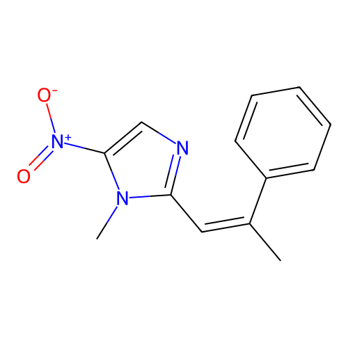 1-Methyl-5-nitro-2-(2-phenyl-1-propenyl)-1H-imidazole structure