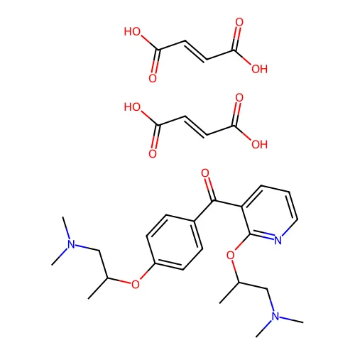 双((E)-丁-2-烯二酸);[4-[1-(二甲氨基)异丙氧基]苯基]-[2-[1-(二甲氨基)异丙氧基]-3-吡啶基]甲酮 structure