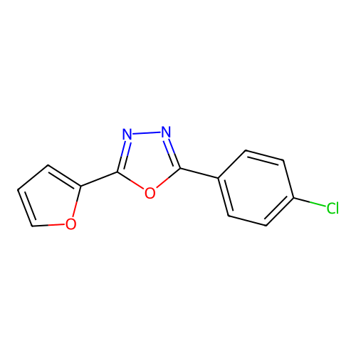 2-(4-Chlorophenyl)-5-(furan-2-yl)-1,3,4-oxadiazole structure