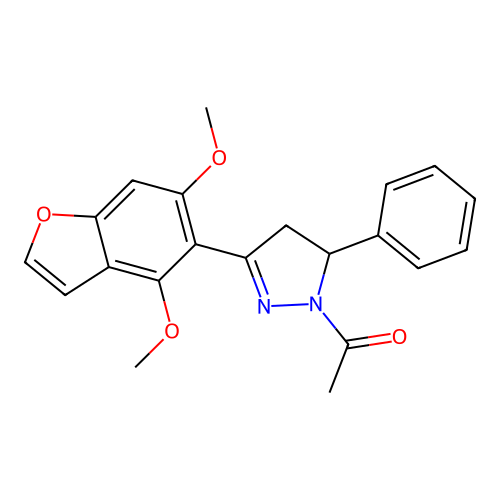 1-[5-(4,6-Dimethoxy-1-benzofuran-5-yl)-3-phenyl-3,4-dihydropyrazol-2-yl]ethanone structure