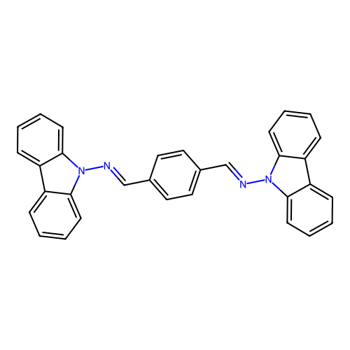 N,N'-(1,4-phenylenebis(methanylylidene))bis(9H-carbazol-9-amine) structure