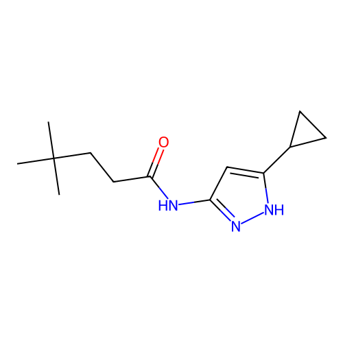 N-(5-cyclopropyl-1H-pyrazol-3-yl)-4,4-dimethylpentanamide structure