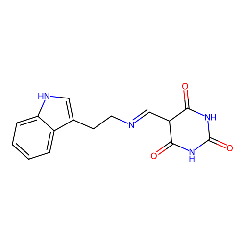5-[2-(1H-indol-3-yl)ethyliminomethyl]-1,3-diazinane-2,4,6-trione structure