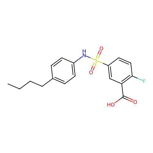 5-[(4-Butylphenyl)sulfamoyl]-2-fluorobenzoic acid structure