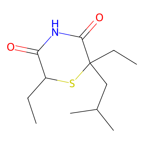 2,6-Diethyl-2-(2-methylpropyl)thiomorpholine-3,5-dione structure