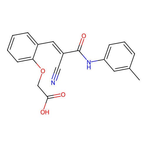 2-(2-{2-Cyano-2-[(3-methylphenyl)carbamoyl]eth-1-en-1-yl}phenoxy)acetic acid structure