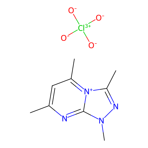 1,3,5,7-tetramethyl-1H-[1,2,4]triazolo[4,3-a]pyrimidin-4-ium perchlorate structure
