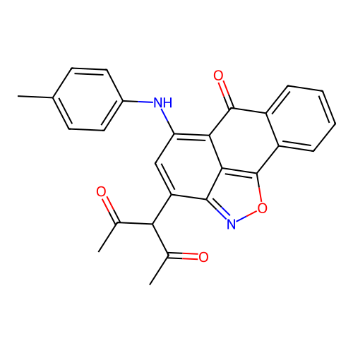 3-(6-oxo-5-(p-tolylamino)-6H-anthra[1,9-cd]isoxazol-3-yl)pentane-2,4-dione structure