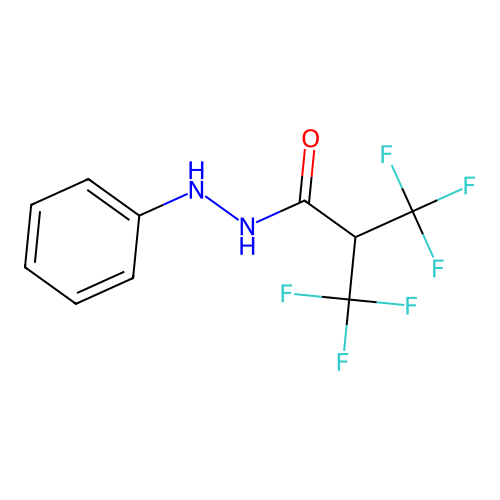 3,3,3-trifluoro-N'-phenyl-2-(trifluoromethyl)propanehydrazide structure