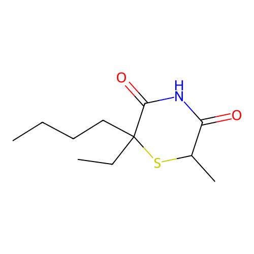 2-Butyl-2-ethyl-6-methylthiomorpholine-3,5-dione structure