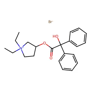 Pyrrolidinium, 1,1-diethyl-3-((2-hydroxy-2,2-diphenylacetyl)oxy)-, bromide (1:1) structure