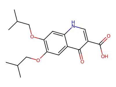 3-Quinolinecarboxylic acid, 1,4-dihydro-6,7-bis(2-methylpropoxy)-4-oxo- structure