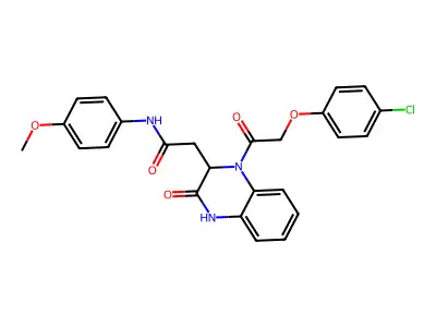 2-{1-[(4-chlorophenoxy)acetyl]-3-oxo-1,2,3,4-tetrahydroquinoxalin-2-yl}-N-(4-methoxyphenyl)acetamide structure