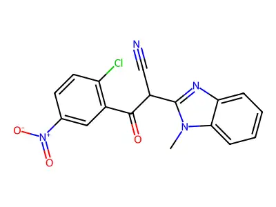 3-(2-CL-5-Nitro-phenyl)-2-(1-methyl-1H-benzoimidazol-2-YL)-3-oxo-propionitrile structure