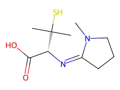 3-Mercapto-3-methyl-2-((1-methyl-2-pyrrolidinylidene)amino)butanoic acid structure