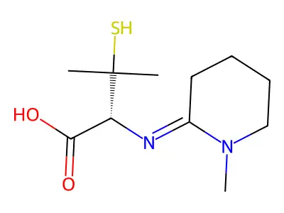 3-Mercapto-3-methyl-2-((1-methyl-2-piperidinylidene)amino)butanoic acid structure