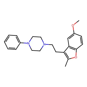 Piperazine, 1-(2-(5-methoxy-2-methyl-3-benzofuranyl)ethyl)-4-phenyl- structure