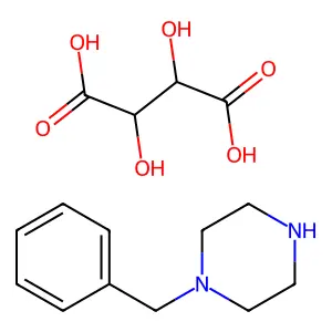 Piperazine, 1-(phenylmethyl)-, (2R,3R)-2,3-dihydroxybutanedioate (1:1) structure
