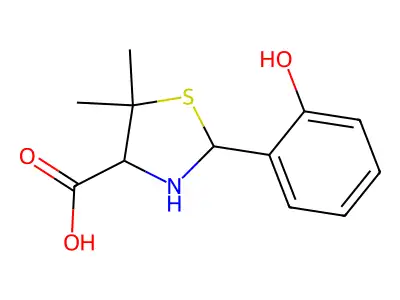2-(2-hydroxyphenyl)-5,5-dimethyl-1,3-thiazolidine-4-carboxylic Acid structure