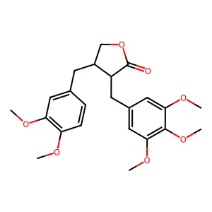2(3H)-Furanone, dihydro-3-(3,4,5-trimethoxybenzyl)-4-veratryl-, trans- structure
