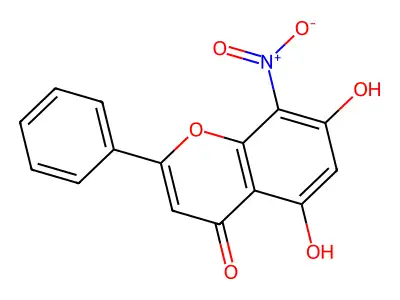 4H-1-Benzopyran-4-one, 5,7-dihydroxy-8-nitro-2-phenyl- structure
