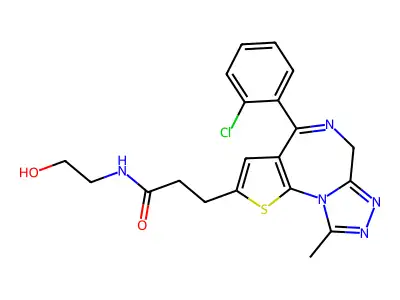 6H-Thieno(3,2-f)(1,2,4)triazolo(4,3-a)(1,4)diazepine-2-propanamide, 4-(2-chlorophenyl)-N-(2-hydroxyethyl)-9-methyl- structure
