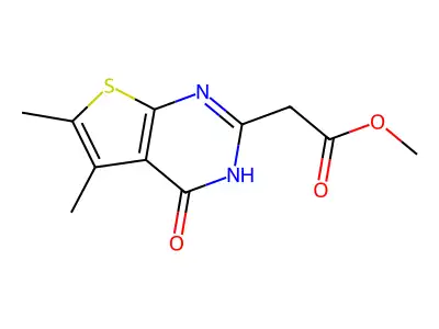 methyl 2-{5,6-dimethyl-4-oxo-3H,4H-thieno[2,3-d]pyrimidin-2-yl}acetate structure