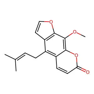7H-Furo[3,2-g][1]benzopyran-7-one, 9-methoxy-4-(3-methyl-2-butenyl)- structure