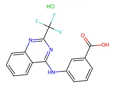 3-{[2-(Trifluoromethyl)-4-quinazolinyl]amino}benzoic acid hydrochloride structure