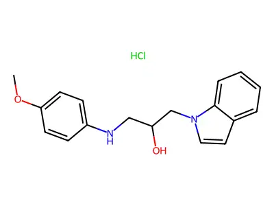 1-(1H-indol-1-yl)-3-((4-methoxyphenyl)amino)propan-2-ol hydrochloride structure