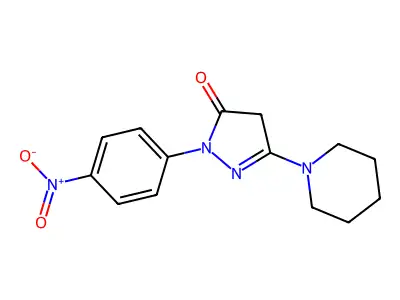 2-(4-nitrophenyl)-5-(piperidin-1-yl)-2,4-dihydro-3H-pyrazol-3-one structure