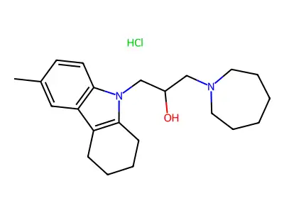 1-(azepan-1-yl)-3-(6-methyl-2,3,4,9-tetrahydro-1H-carbazol-9-yl)propan-2-ol hydrochloride structure