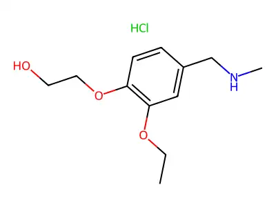 2-[2-Ethoxy-4-(methylaminomethyl)phenoxy]ethanol;hydrochloride structure