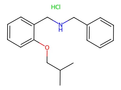 N-[[2-(2-methylpropoxy)phenyl]methyl]-1-phenylmethanamine;hydrochloride structure
