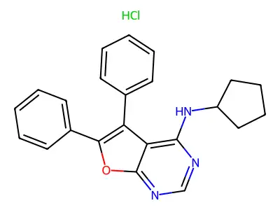 N-cyclopentyl-5,6-diphenylfuro[2,3-d]pyrimidin-4-amine hydrochloride structure