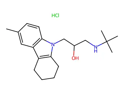1-(tert-butylamino)-3-(6-methyl-2,3,4,9-tetrahydro-1H-carbazol-9-yl)propan-2-ol hydrochloride structure