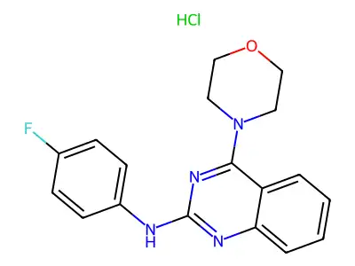 N-(4-fluorophenyl)-4-morpholinoquinazolin-2-amine hydrochloride structure