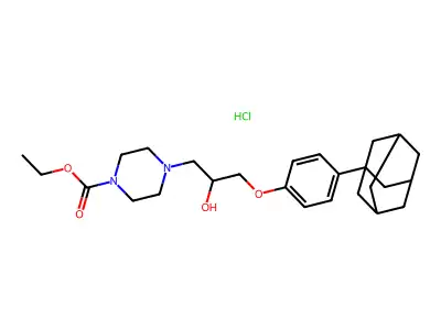 ethyl 4-(3-(4-((3r,5r,7r)-adamantan-1-yl)phenoxy)-2-hydroxypropyl)piperazine-1-carboxylate hydrochloride structure