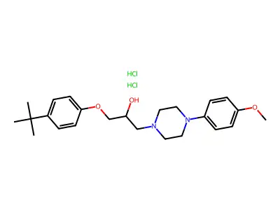 1-(4-tert-butylphenoxy)-3-[4-(4-methoxyphenyl)piperazin-1-yl]propan-2-ol dihydrochloride structure