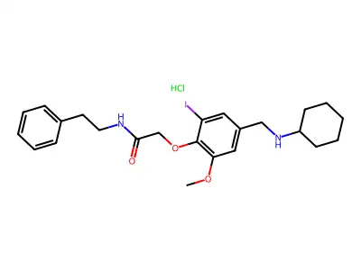2-[4-[(cyclohexylamino)methyl]-2-iodo-6-methoxyphenoxy]-N-(2-phenylethyl)acetamide;hydrochloride structure