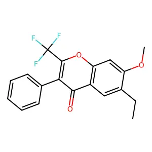 6-ethyl-7-methoxy-3-phenyl-2-(trifluoromethyl)-4H-chromen-4-one structure