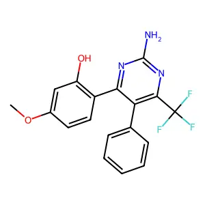 2-(2-Amino-5-phenyl-6-(trifluoromethyl)pyrimidin-4-yl)-5-methoxyphenol structure