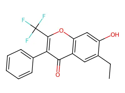 6-Ethyl-7-hydroxy-3-phenyl-2-(trifluoromethyl)-4H-1-benzopyran-4-one structure