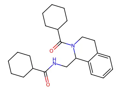 N-[[2-(cyclohexanecarbonyl)-3,4-dihydro-1H-isoquinolin-1-yl]methyl]cyclohexanecarboxamide structure
