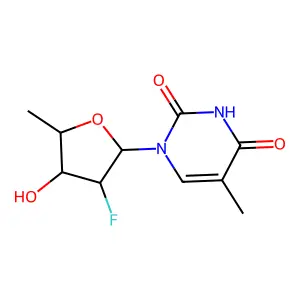 1-(2,5-Dideoxy-2-fluoro-beta-D-arabinofuranosyl)thymine structure