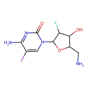 1-(5-amino-2,5-dideoxy-2-fluoro-beta-D-arabinofuranosyl)-5-iodocytosine structure