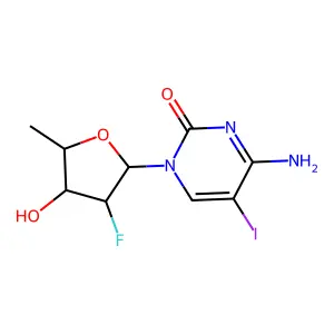 1-(2,5-Dideoxy-2-fluoro-beta-D-arabinofuranosyl)-5-iodocytosine structure