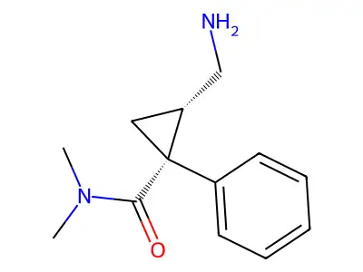(1R,2S)-2-(aminomethyl)-N,N-dimethyl-1-phenylcyclopropane-1-carboxamide structure