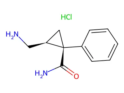 Cyclopropanecarboxamide, 2-(aminomethyl)-1-phenyl-, monohydrochloride, cis- structure