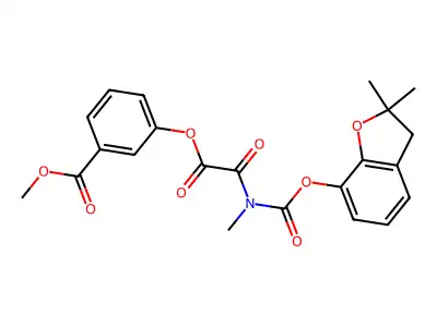 Benzoic acid, 3-((((((2,3-dihydro-2,2-dimethyl-7-benzofuranyl)oxy)carbonyl)methylamino)oxoacetyl)oxy)-, methyl ester structure